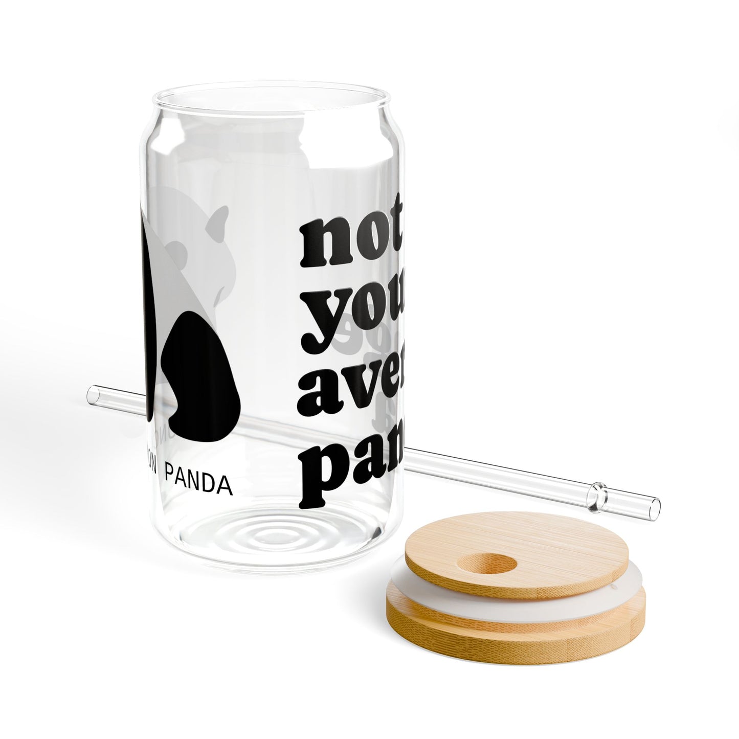 Not Your Average Panda Sipper Glass 16oz w/Straw and Bamboo Lid