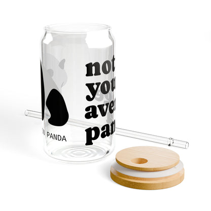 Not Your Average Panda Sipper Glass 16oz w/Straw and Bamboo Lid