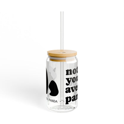 Not Your Average Panda Sipper Glass 16oz w/Straw and Bamboo Lid