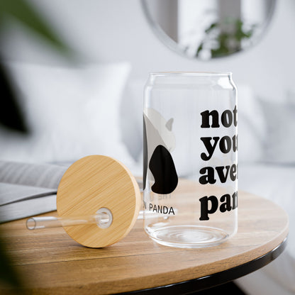 Not Your Average Panda Sipper Glass 16oz w/Straw and Bamboo Lid