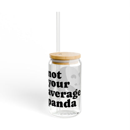 Not Your Average Panda Sipper Glass 16oz w/Straw and Bamboo Lid